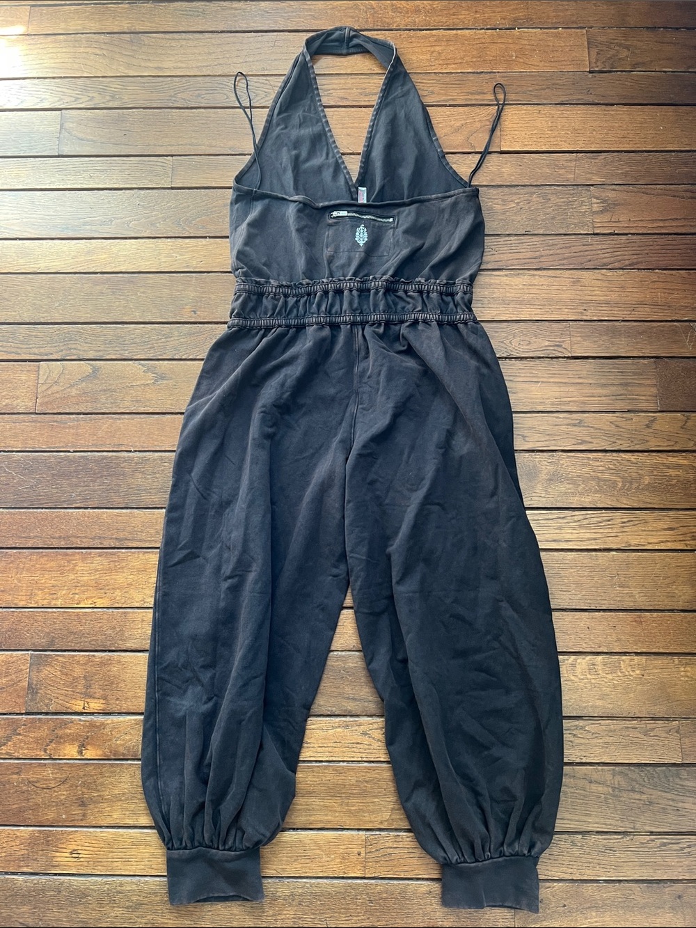 Free People Black Acid Wash Hot Shot Halter Onesie Size Small New Without Tags